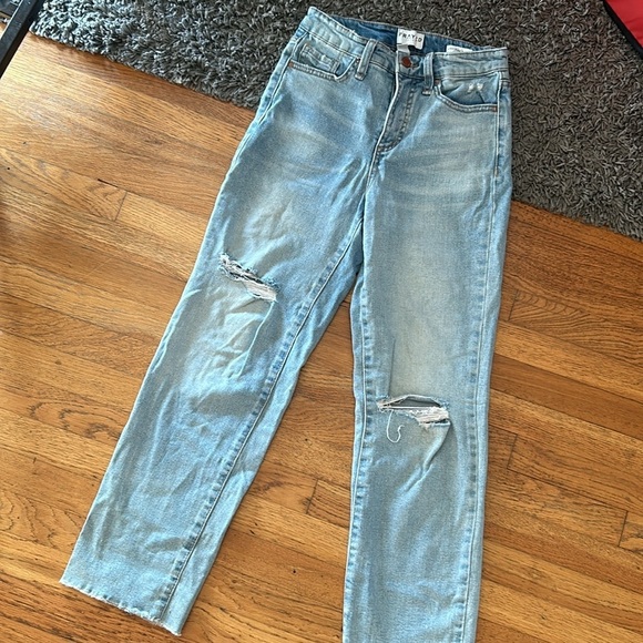 FRAYED High Rise Straight Light Blue Jeans Size 25 - Picture 4 of 11
